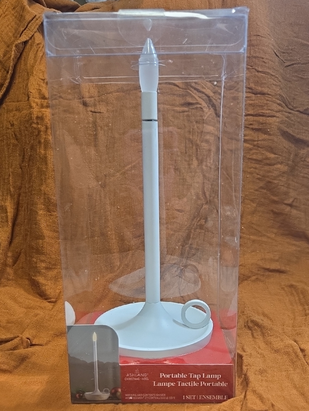 Ashland White Portable Tap Lamp with Round Base